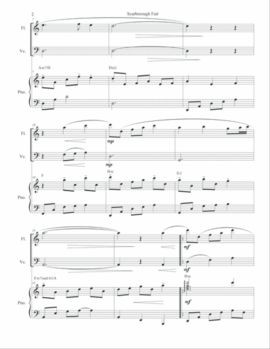 Scarborough Fair (Flute, Cello & Piano) Flute scores gallery preview page 3