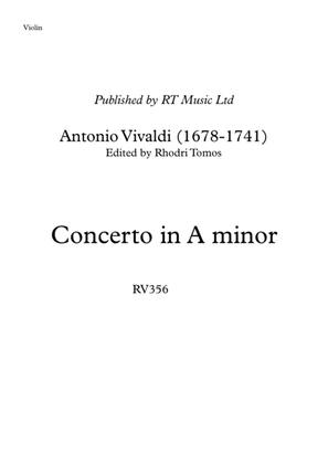 Book cover for Vivaldi RV356 Concerto in A minor - solo violin & trumpet parts