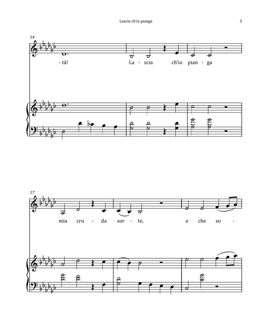 Lascia Ch'io Pianga by Händel - Contralto & Piano in G-flat Major Chamber Music scores gallery preview page 3
