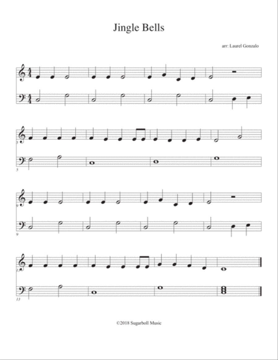 Jingle Bells Easy Piano scores gallery preview page 1