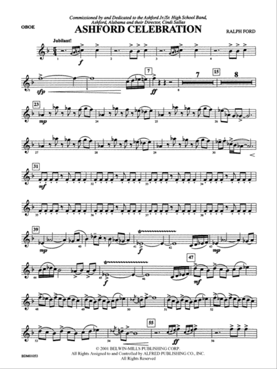 Ashford Celebration: Oboe Concert Band scores gallery preview page 1