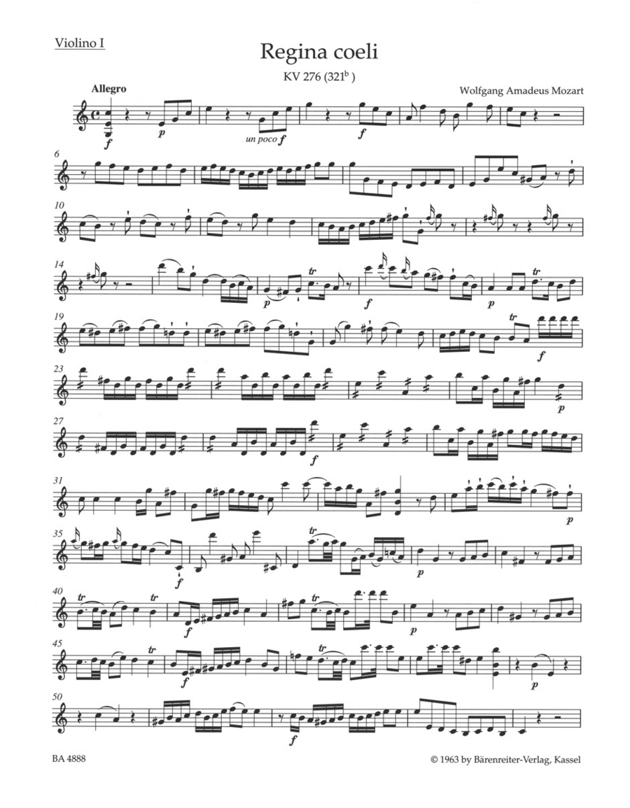 Regina coeli KV 276 (321b) Violin scores gallery preview page 1