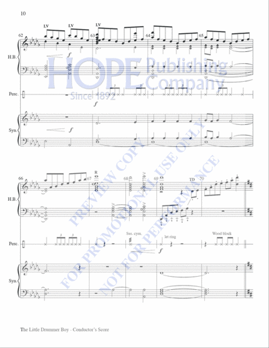 Little Drummer Boy Handbell Choir scores gallery preview page 10