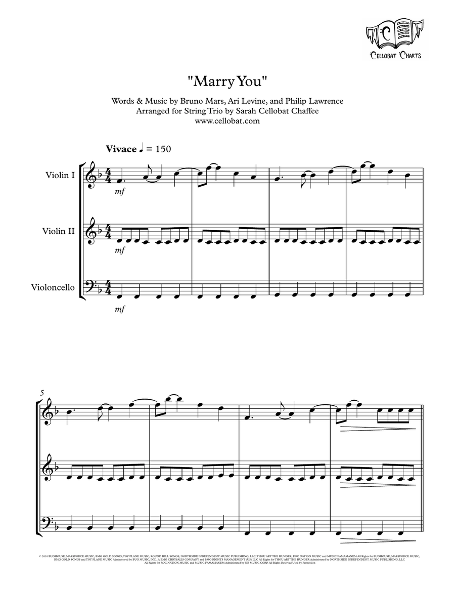 Marry You String Trio scores gallery preview page 1