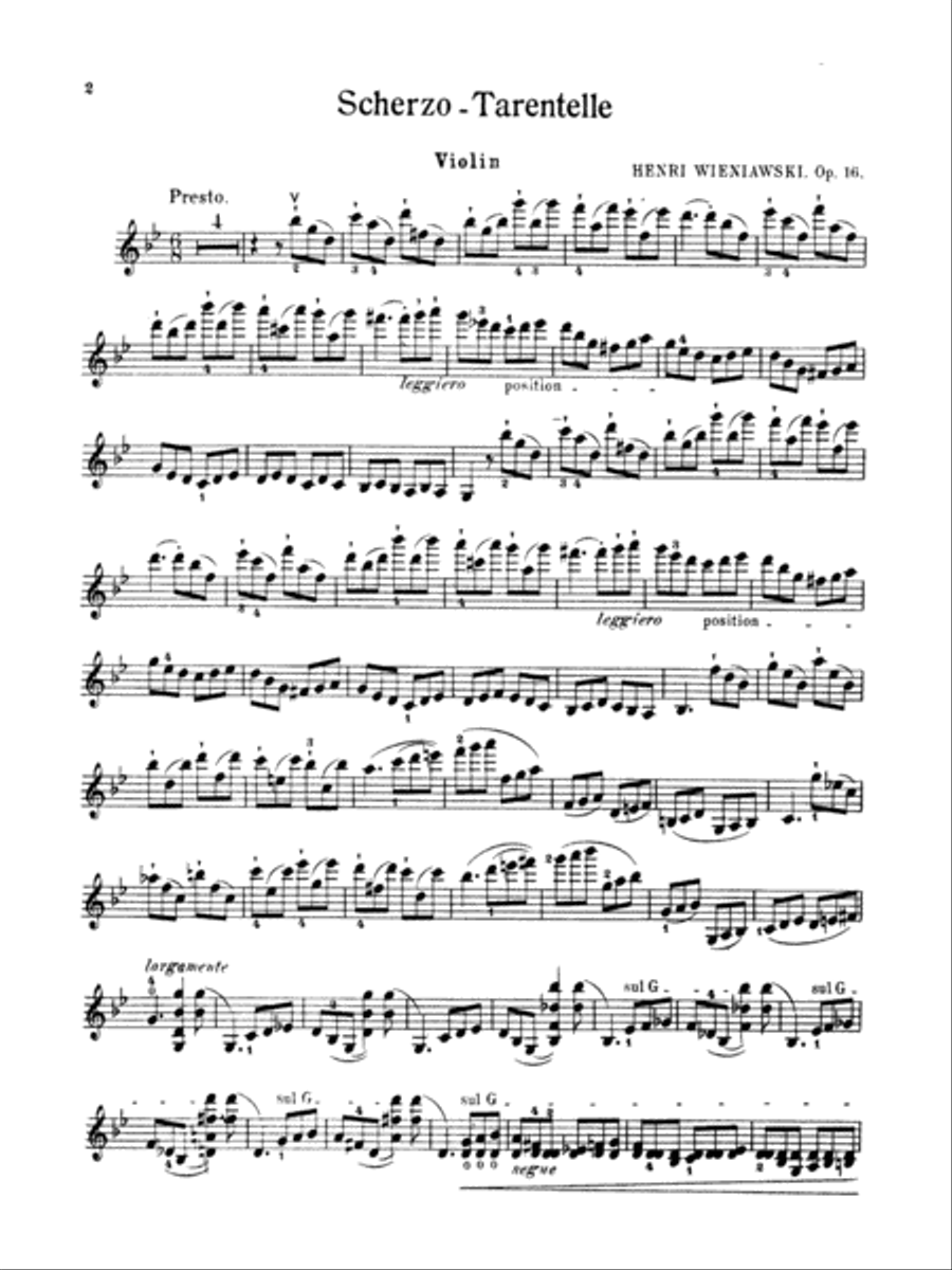 Wieniawski: Scherzo-Tarentelle, Op. 16 Violin scores gallery preview page 2