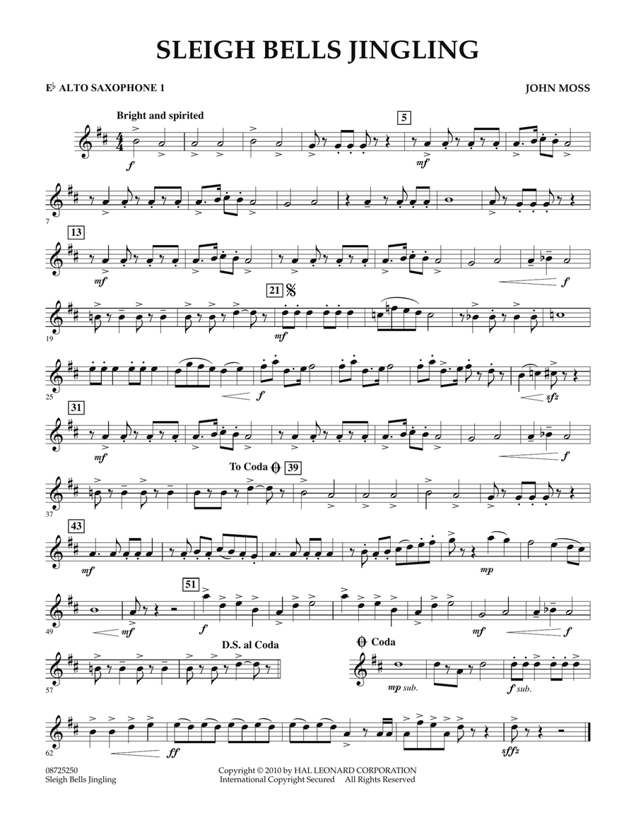 Sleigh Bells Jingling - Eb Alto Saxophone 1 by John Moss
