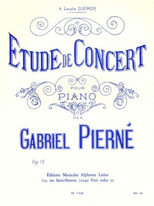 Book cover for Concert Study, Op. 13 (piano)