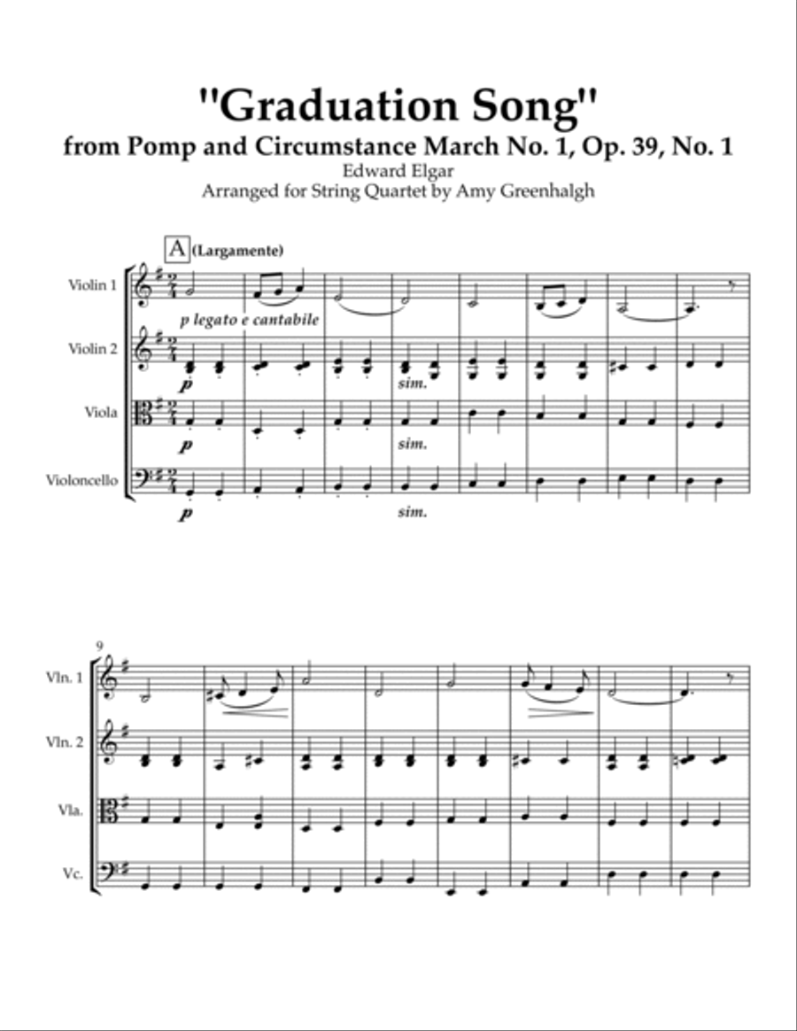 "Graduation Song" from Pomp and Circumstance March No. 1, Op. 39, No. 1