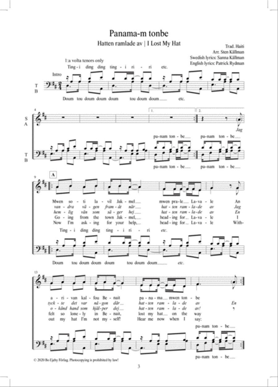Panama-m tonbe 4-Part scores gallery preview page 3
