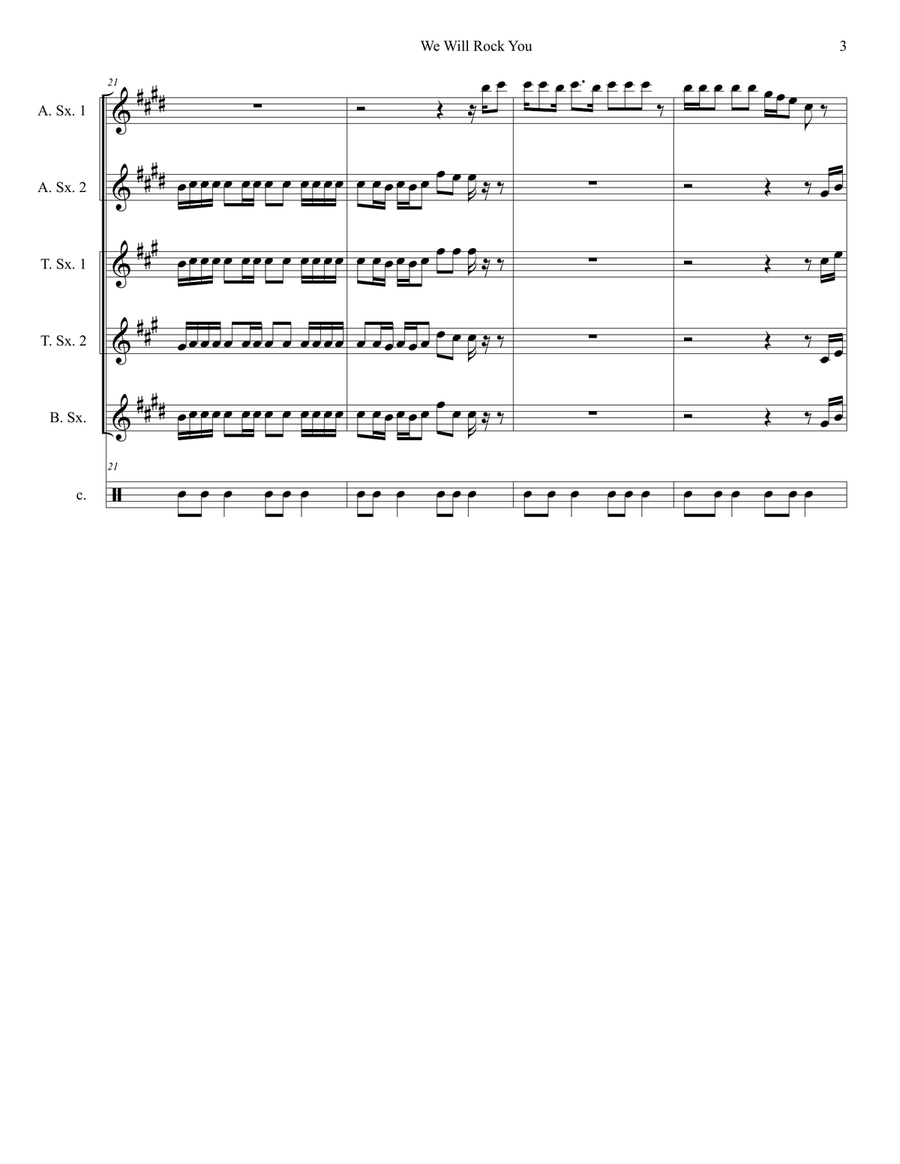 We Will Rock You Woodwind Quintet scores gallery preview page 3