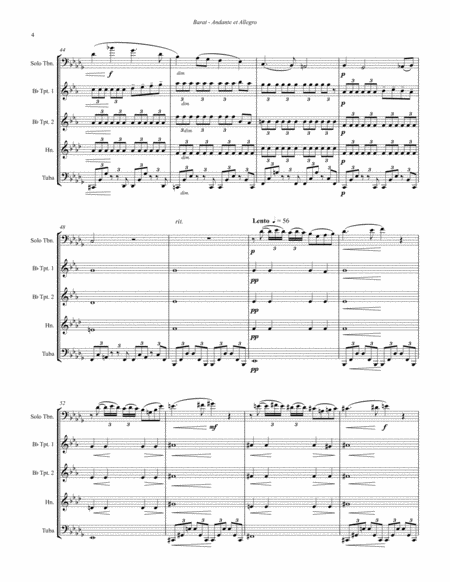 Andante et Allegro for Brass Quintet featuring solo Trombone image number null