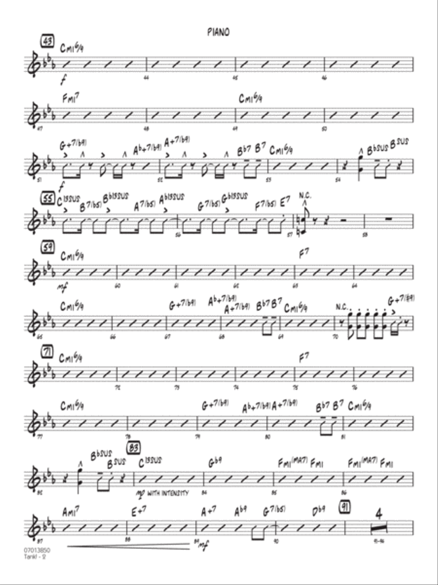Tank! (from Cowboy Bebop) (arr. John Wasson) - Piano Jazz Ensemble scores gallery preview page 2