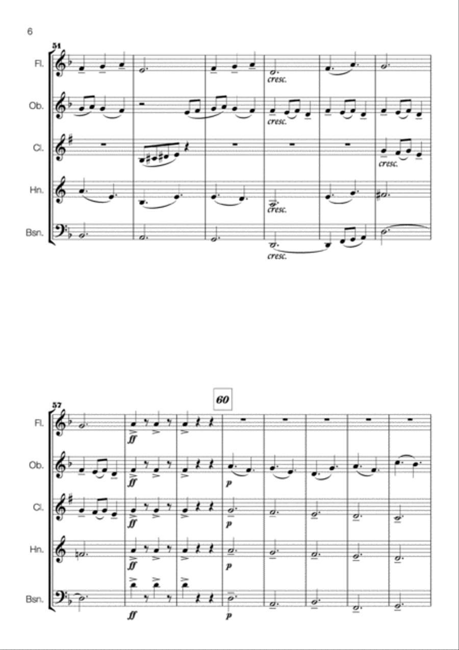 Leontovych - Carols of the Bells for Wind Quintet Woodwind Quintet scores gallery preview page 6