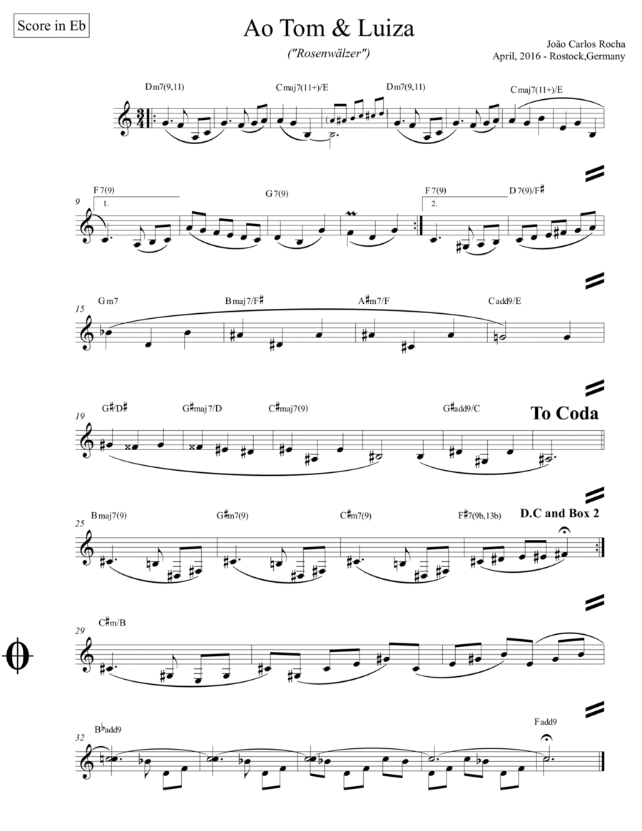 Rosenwälzer | Ao Tom & Luiza (score in Eb) Small Ensemble scores gallery preview page 1