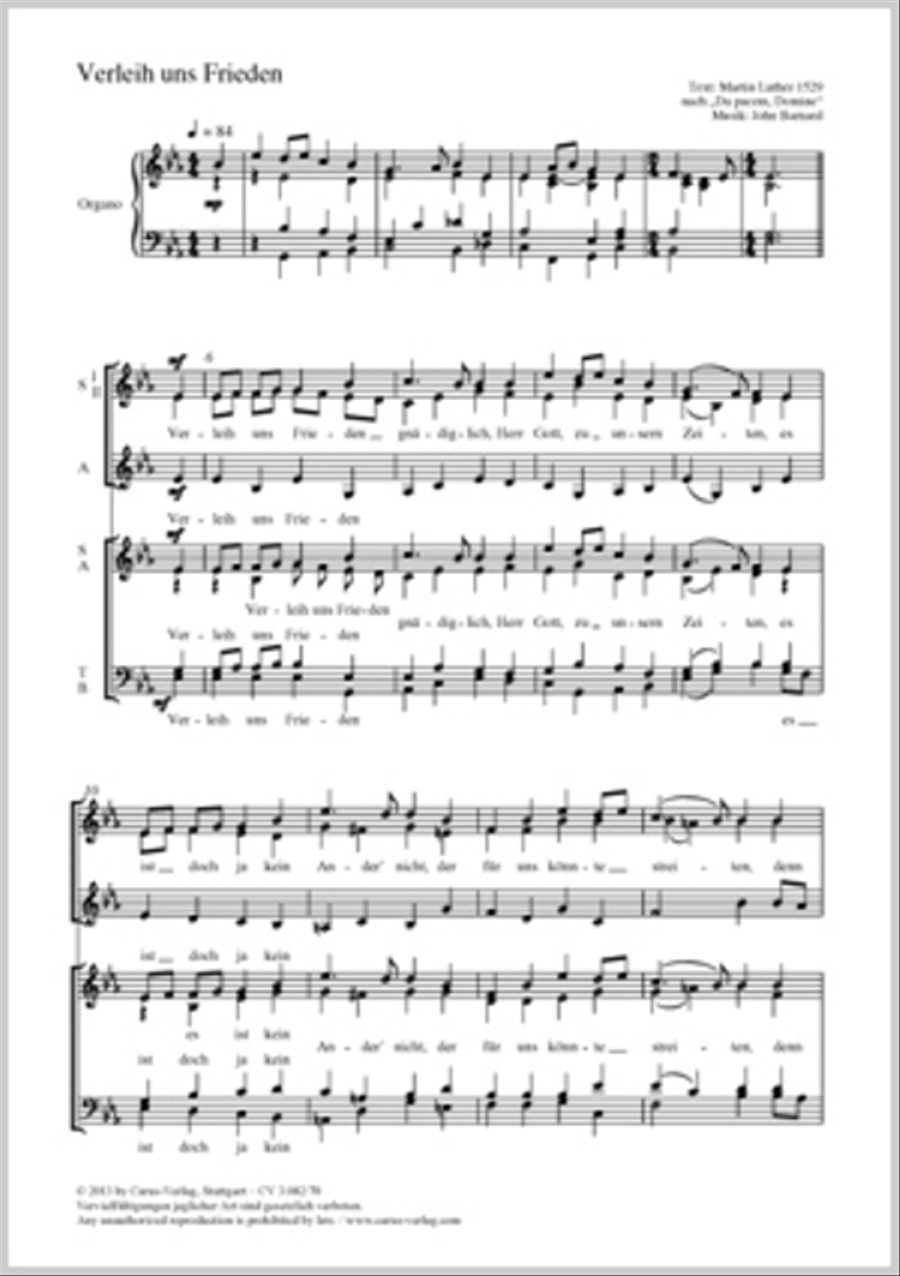 O Lord, now grant us thy peace in grace (Verleih uns Frieden) SSA scores gallery preview page 1