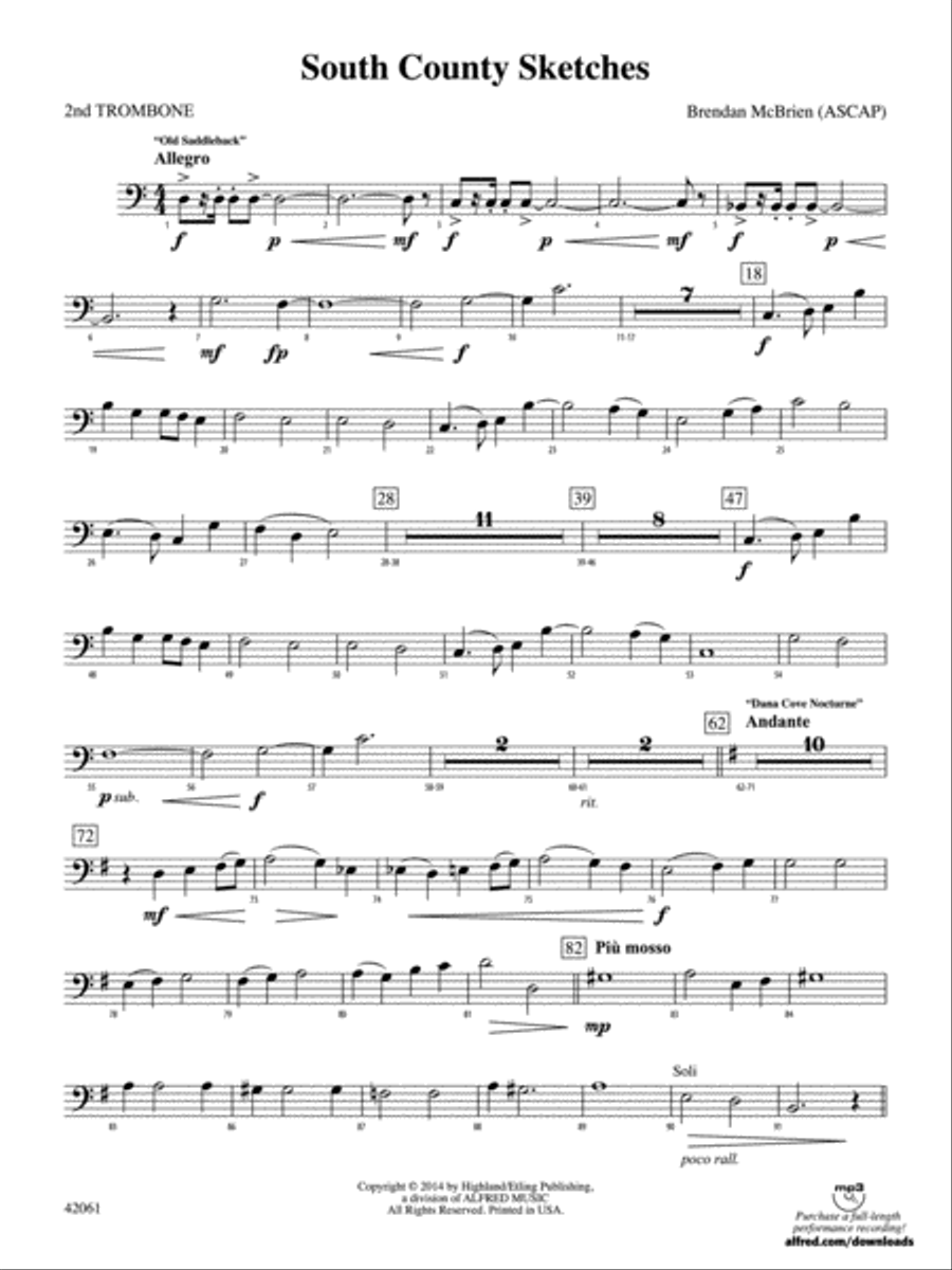 South County Sketches: 2nd Trombone Full Orchestra scores gallery preview page 1