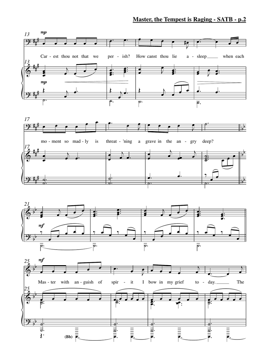 Master, the Tempest is Raging (SATB) 4-Part scores gallery preview page 3