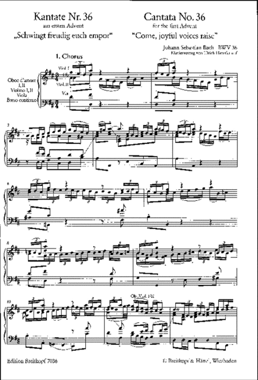 Cantata BWV 36 “Come, joyful voices raise” 4-Part scores gallery preview page 2