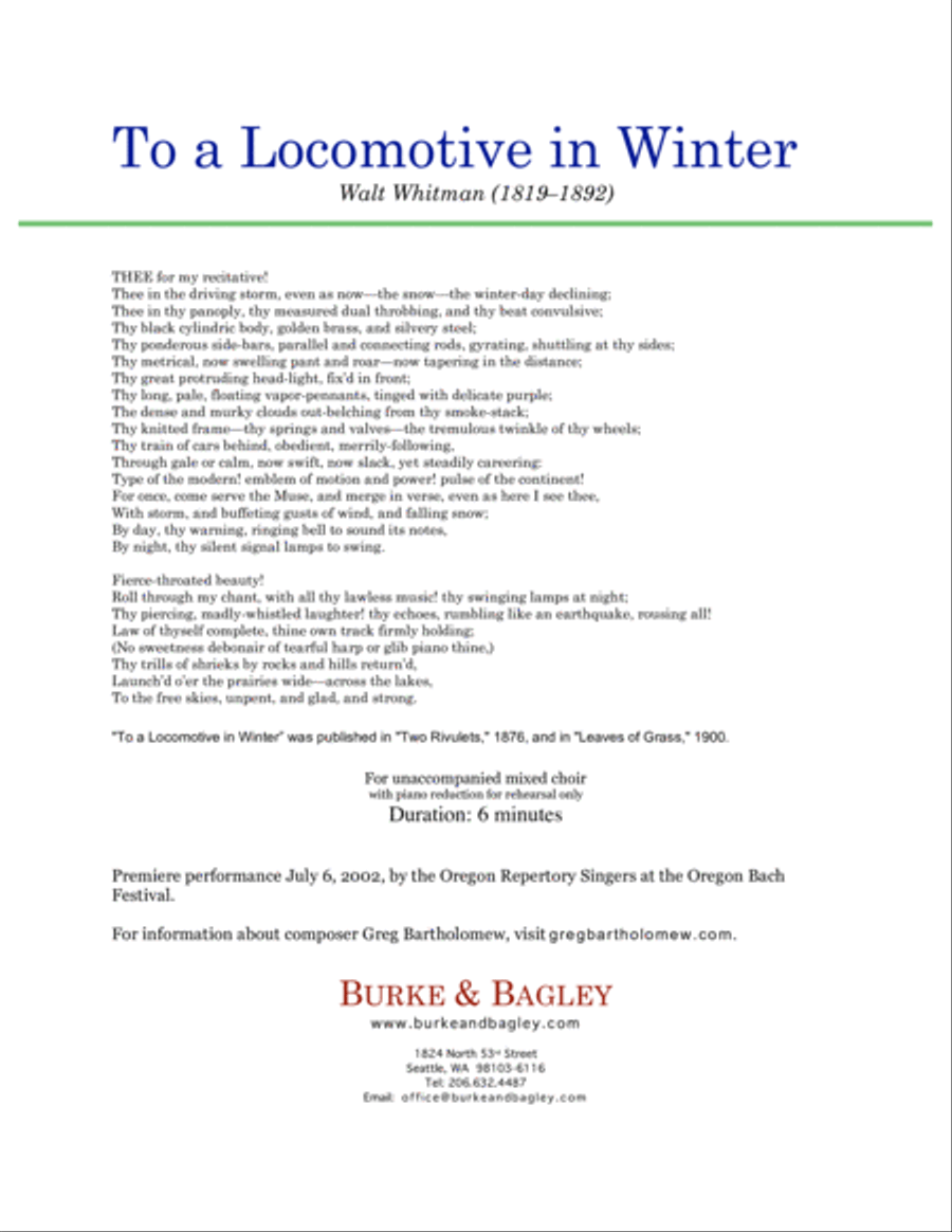 To a Locomotive in Winter 4-Part scores gallery preview page 2