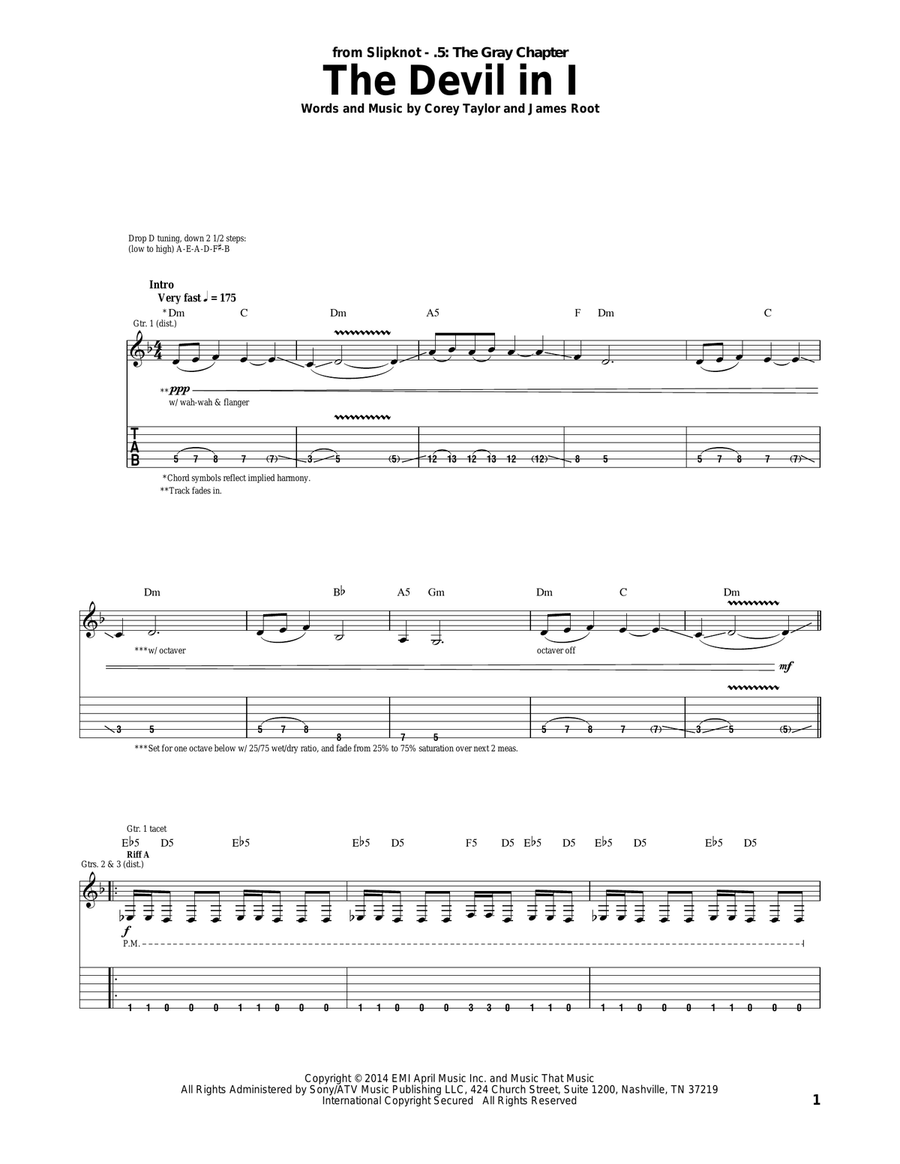 The Devil In I Electric Guitar scores gallery preview page 1