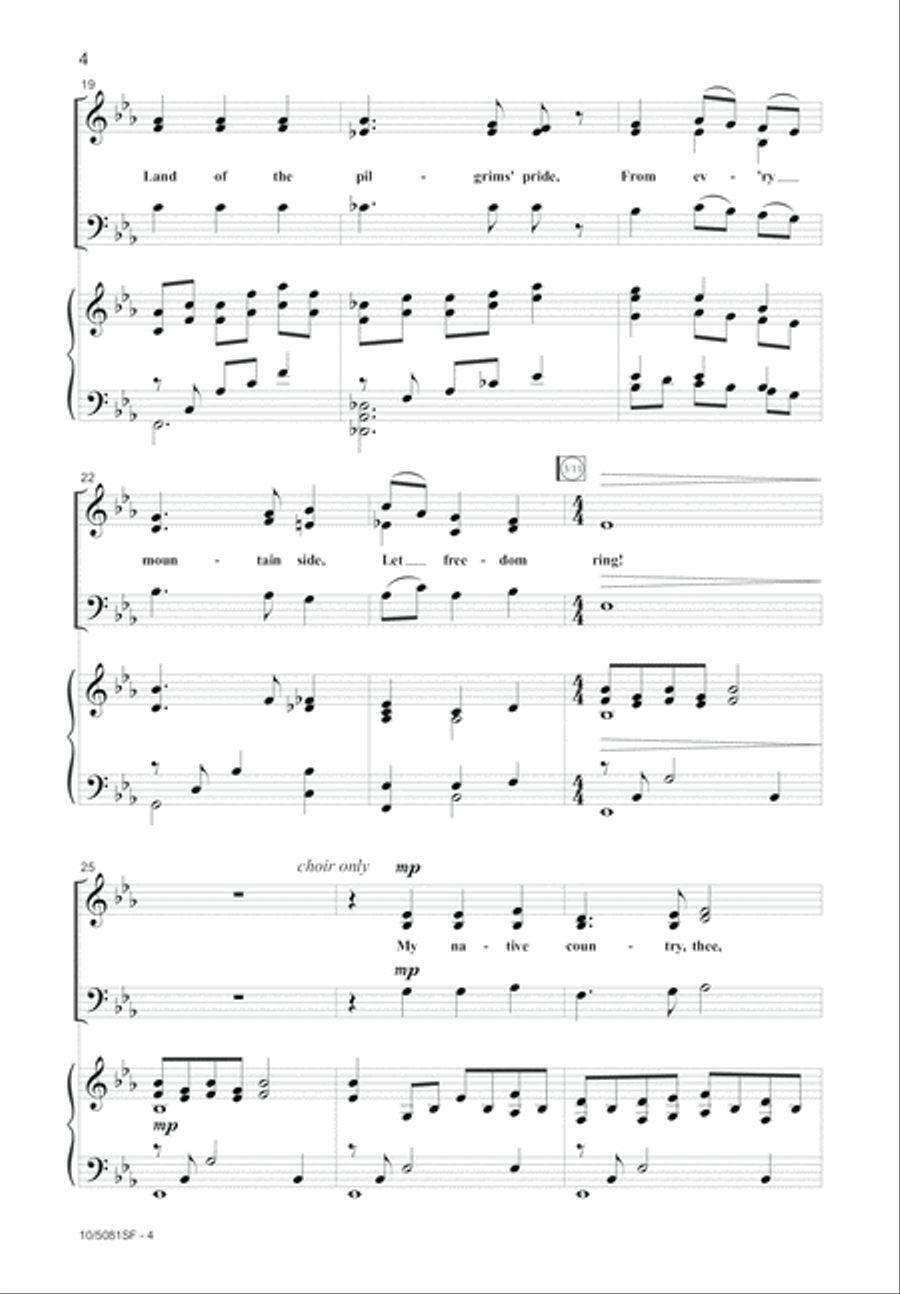 My Country, 'Tis of Thee 4-Part scores gallery preview page 4