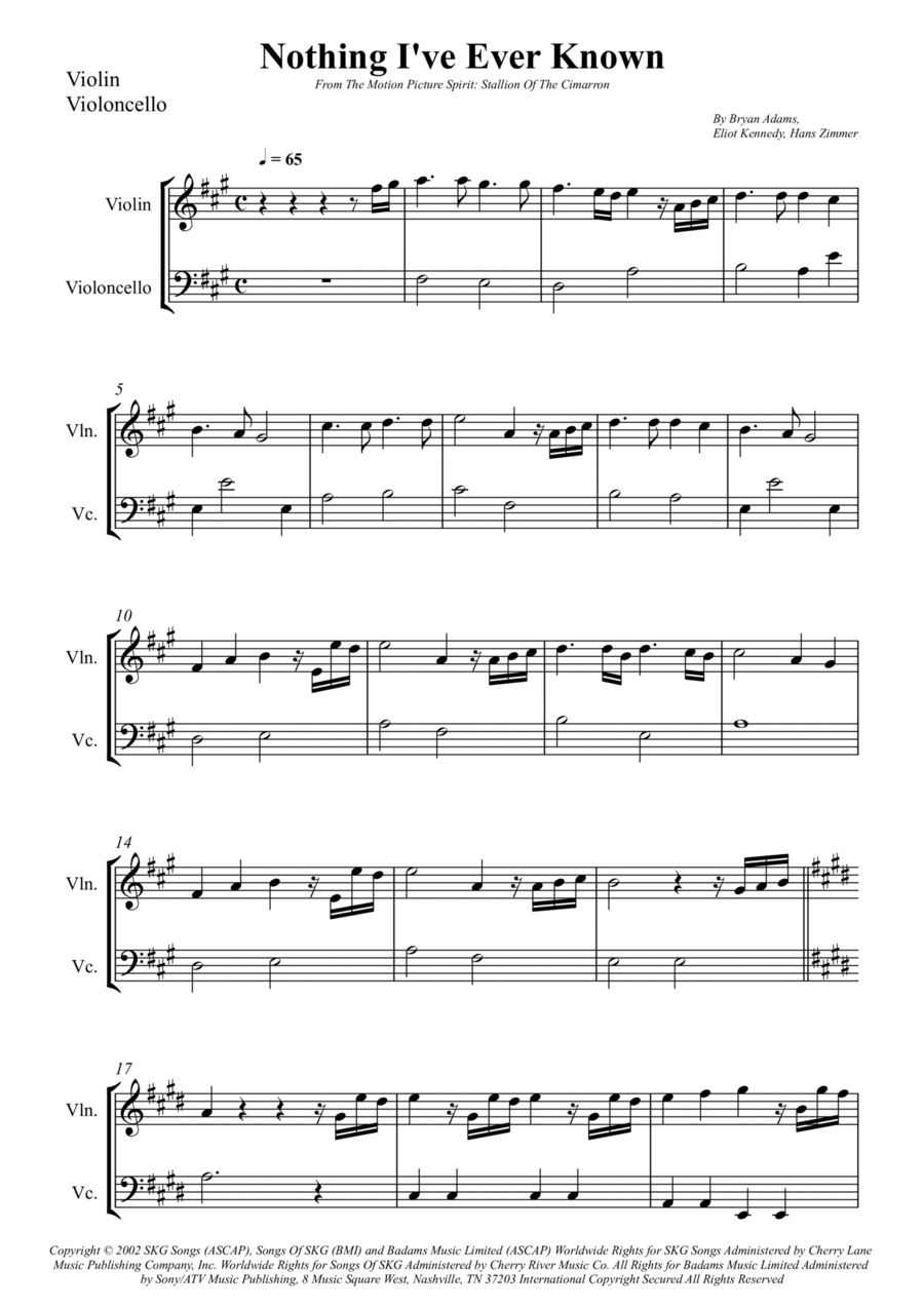 Nothing I've Ever Known String Duet scores gallery preview page 1