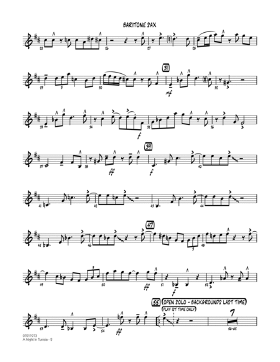 A Night In Tunisia - Baritone Sax Jazz Ensemble scores gallery preview page 2