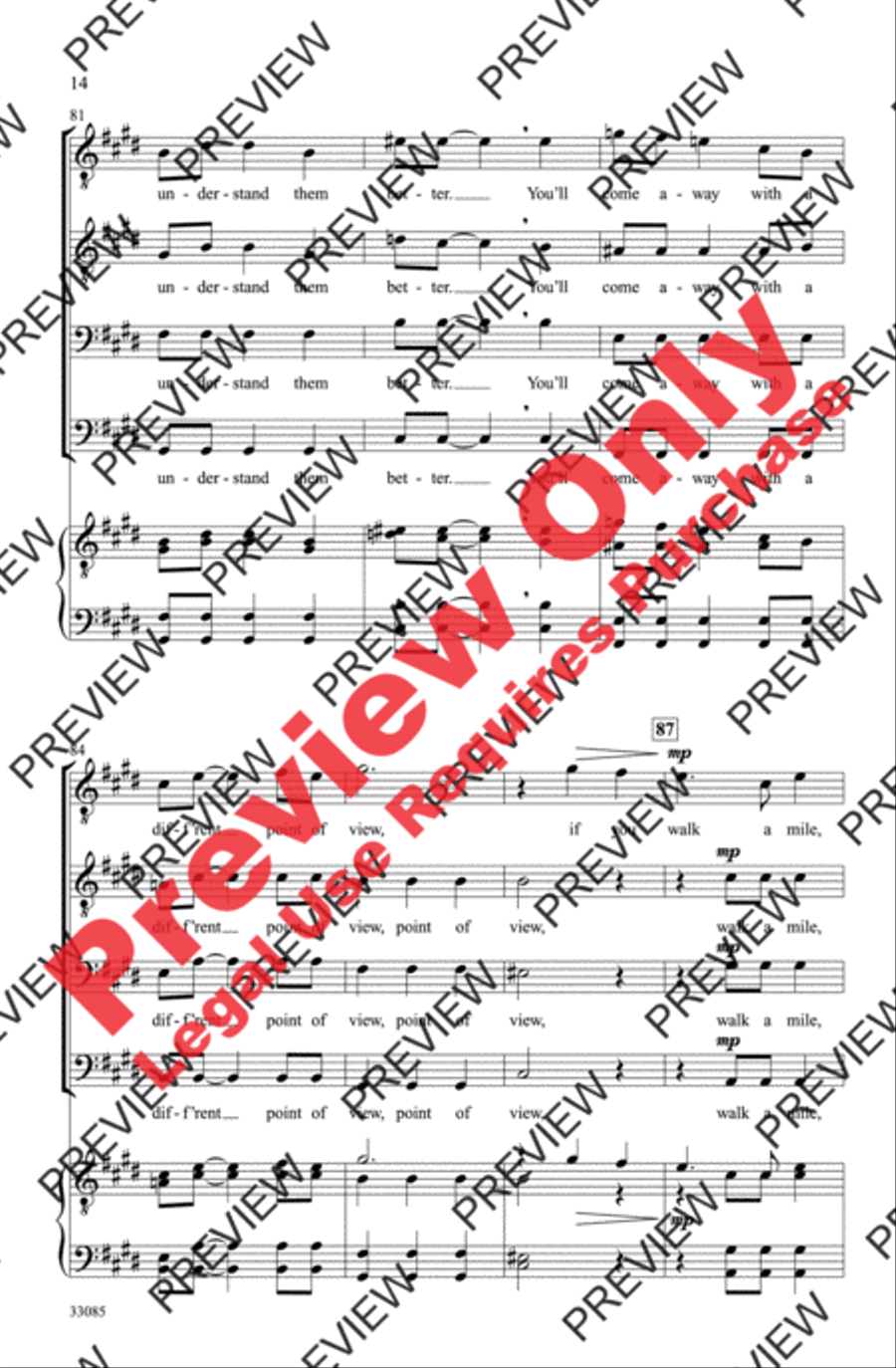 Walk a Mile Walk a Mile Men's Choir scores gallery preview page 14