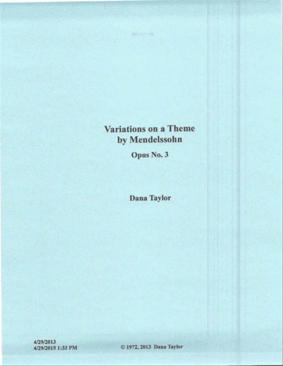 Variations On a Theme by Mendelssohn Piano Solo scores gallery preview page 1