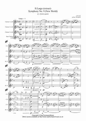 Dvorak: Mvt.II Largo (extract) from Symphony No.9 (New World) Op.95 - clarinet quartet