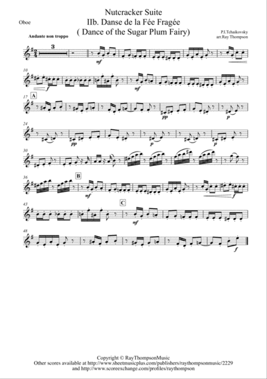 Tchaikovsky: Casse-Noisette: Nutcracker Suite IIb. Danse de la Fée Fragée ( Dance of the Sugar Plum Woodwind Quintet scores gallery preview page 5