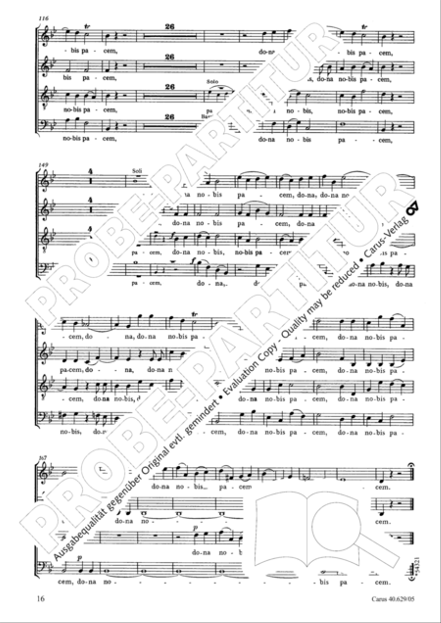 Missa brevis in B flat major 4-Part scores gallery preview page 17
