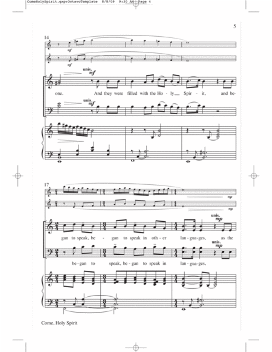 Come, Holy Spirit - SATB 4-Part scores gallery preview page 5