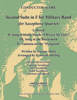 Holst - Second Suite for Military Band in F (for Saxophone Quartet SATB)