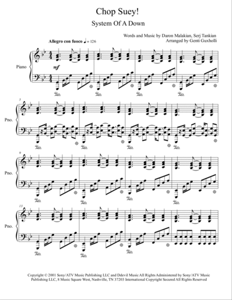 System of a down chop suey piano shop