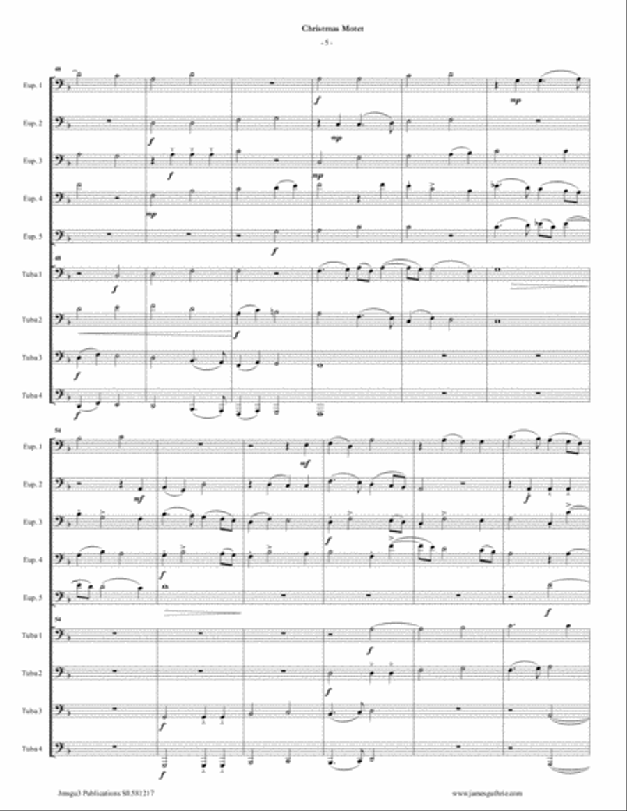 Mouton: Christmas Motet for Tuba/Euphonium Choir Choir scores gallery preview page 5