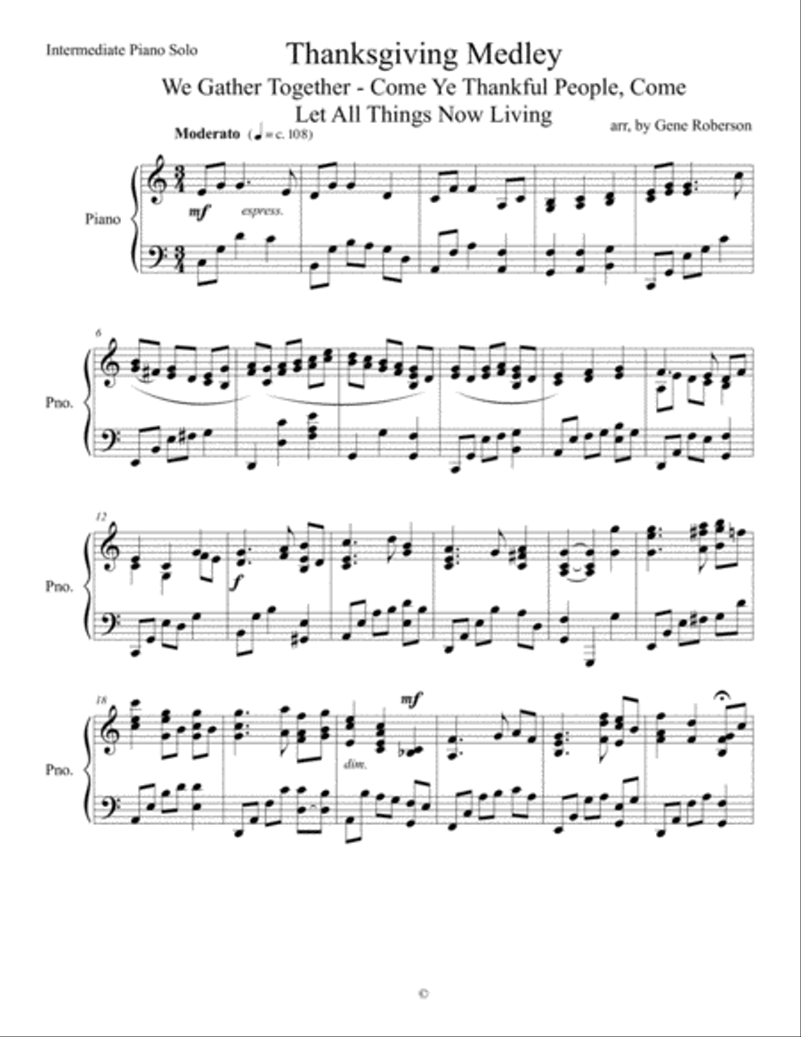 Thanksgiving Song Medley for Piano Solo Piano Solo scores gallery preview page 2