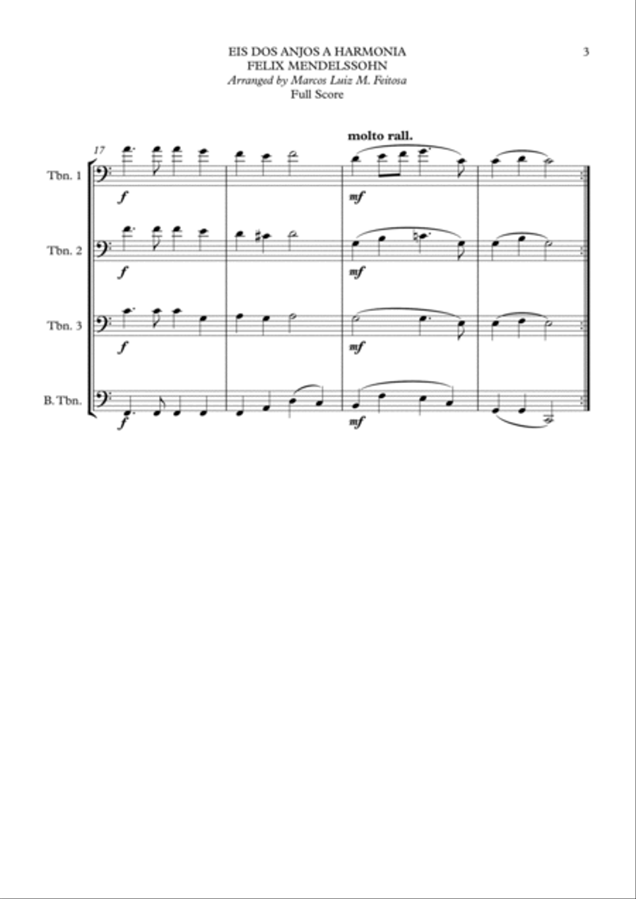 Hark The Herald Angels Sing (Eis dos Anjos a Harmonia) - Trombone Quartet Trombone Quartet scores gallery preview page 5