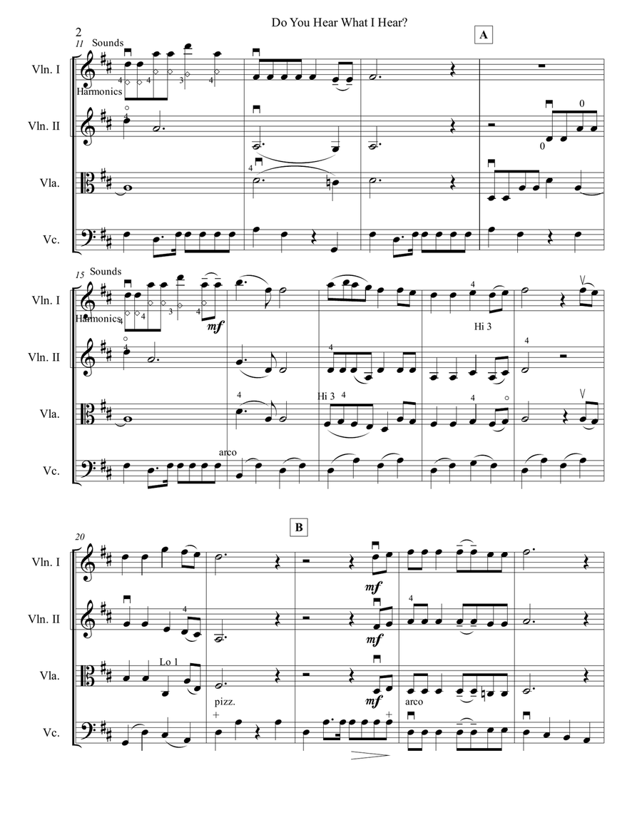 Do You Hear What I Hear String Quartet scores gallery preview page 5