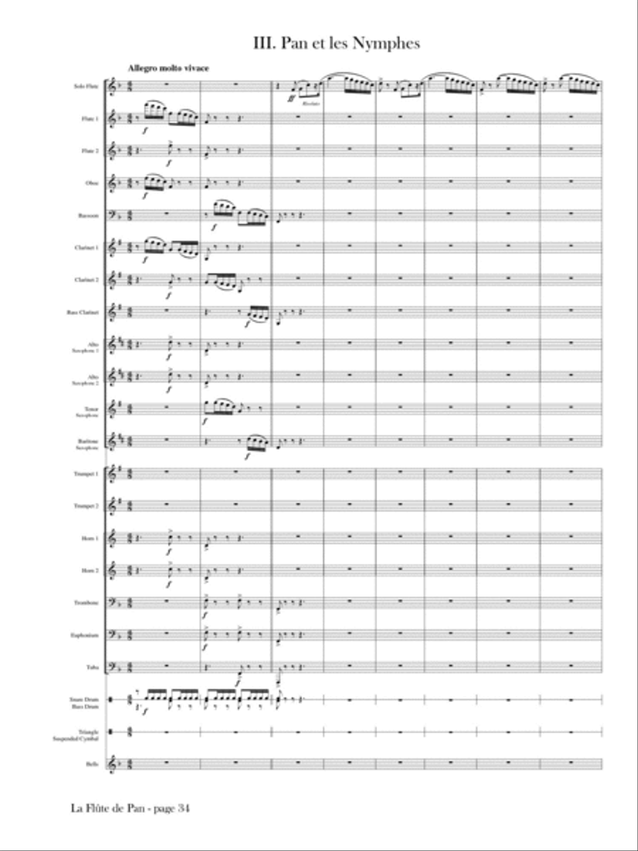 La Flute de Pan for Solo Flute and Concert Band (Full Score ONLY) Concert Band scores gallery preview page 4