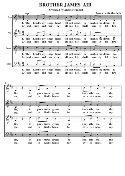 Brother James' Air A Cappella SATB image number null