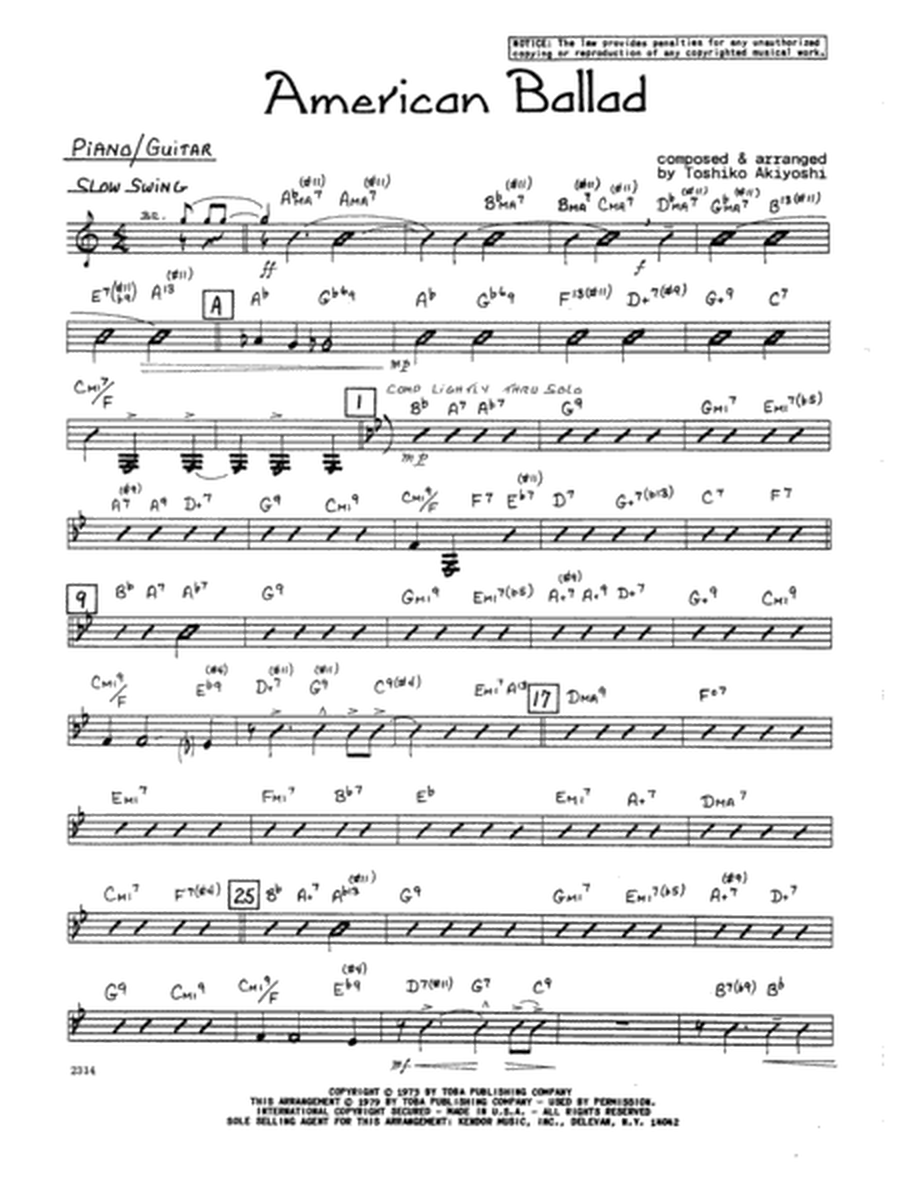 American Ballad - Piano/Guitar