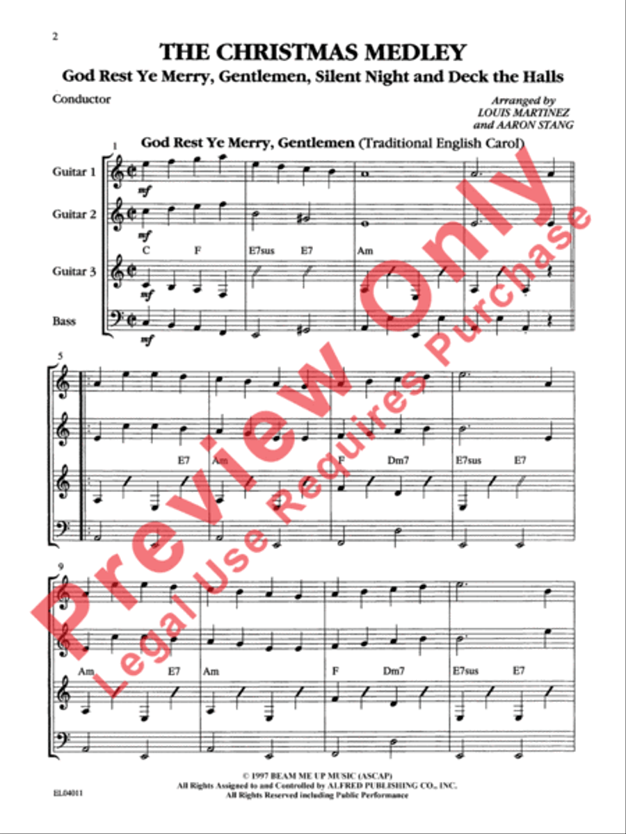 Belwin's 21st Century Guitar Ensemble -- Christmas Medley Guitar Ensemble scores gallery preview page 3