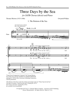Book cover for Three Days by the Sea: 1. The Bottom of the Sea (Choral Score)