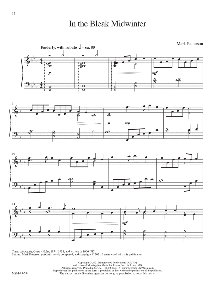 In the Bleak Midwinter Piano Solo scores gallery preview page 1
