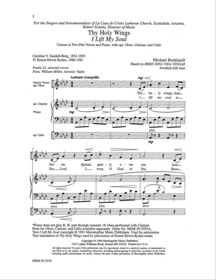 Thy Holy Wings (I Lift My Soul) Unison Choir scores gallery preview page 2