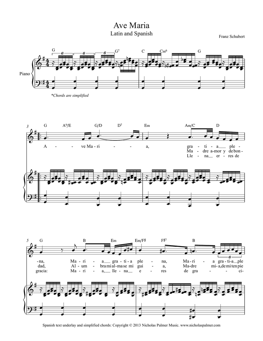Ave Maria - Latin and Spanish texts - In four keys Piano, Vocal scores gallery preview page 5