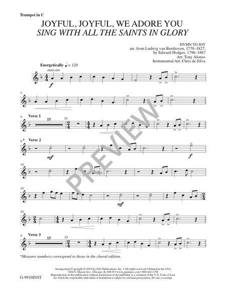 Joyful, Joyful, We Adore You / Sing with All the Saints in Glory - Instrument edition