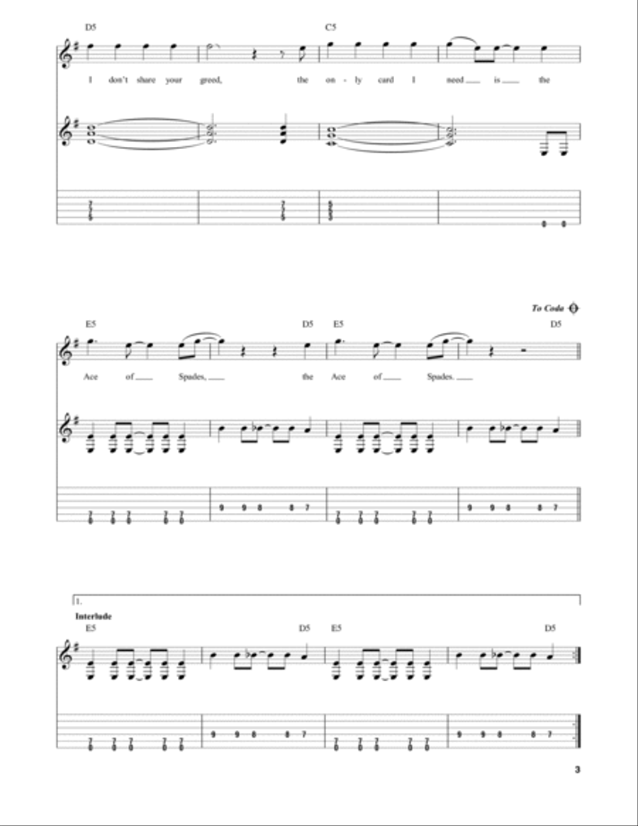 Ace Of Spades Electric Guitar scores gallery preview page 3