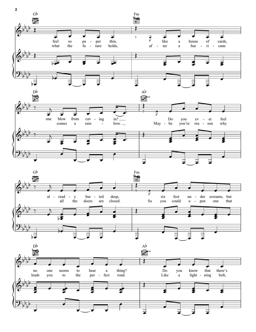 Firework Piano, Vocal, Guitar scores gallery preview page 2